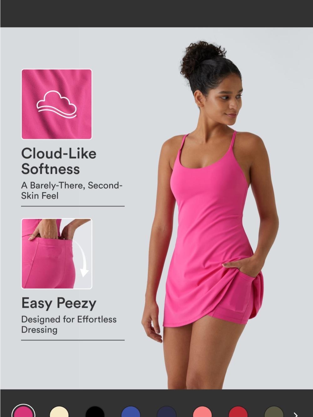 HALARA Hot Pink Tank Dress with Built-In Shorts